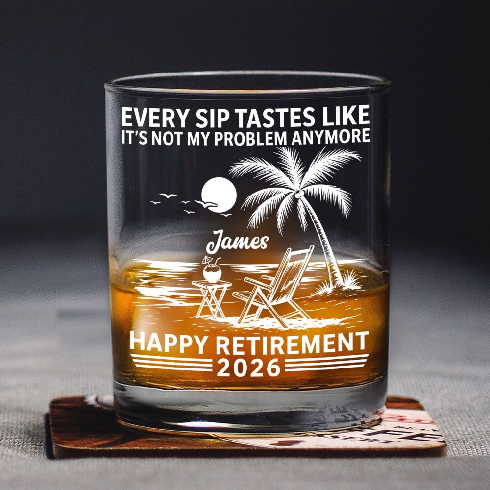 Personalized Rock Glass Custom Name Retirement Gift for Him HN590 - Print Rock Glass GradoCreations