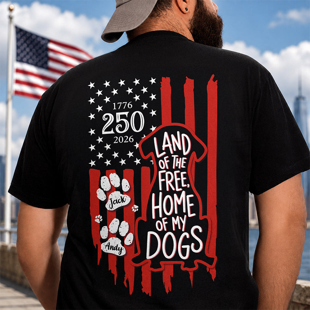 Personalized Patriotic Dog T-Shirt Custom Text Gift for Dog Dad HN590 - Tshirt Back GradoCreations