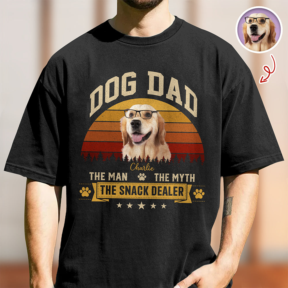 Custom Photo Dark Shirt Gift for Dog Dad The Man Myth Snack Dealer HN590 - Tshirt GradoCreations