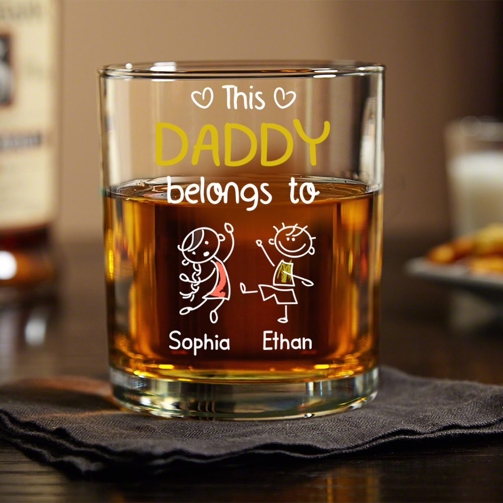 Personalized Rock Glass Dad Belongs To Us Gift for Dad HN590 - Print Rock Glass GradoCreations