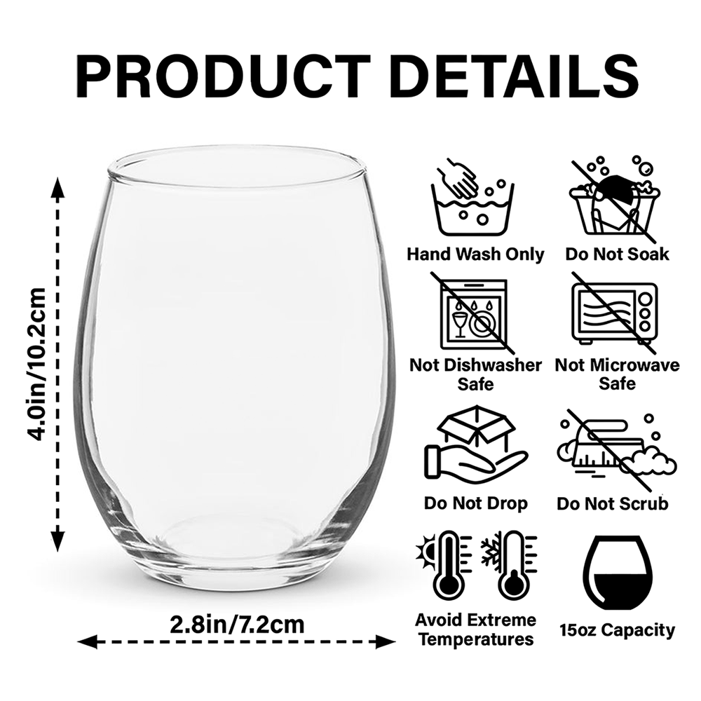 Personalized Stemless Wine Glass Custom Birth Month Flower Gift for Retirement HN590 - Stemless Wine Glass GradoCreations