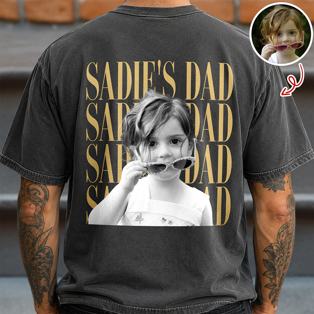 Personalized Vintage Photo Comfort Shirt Gift for Dad, Grandpa Comfort Shirt Back GradoCreations