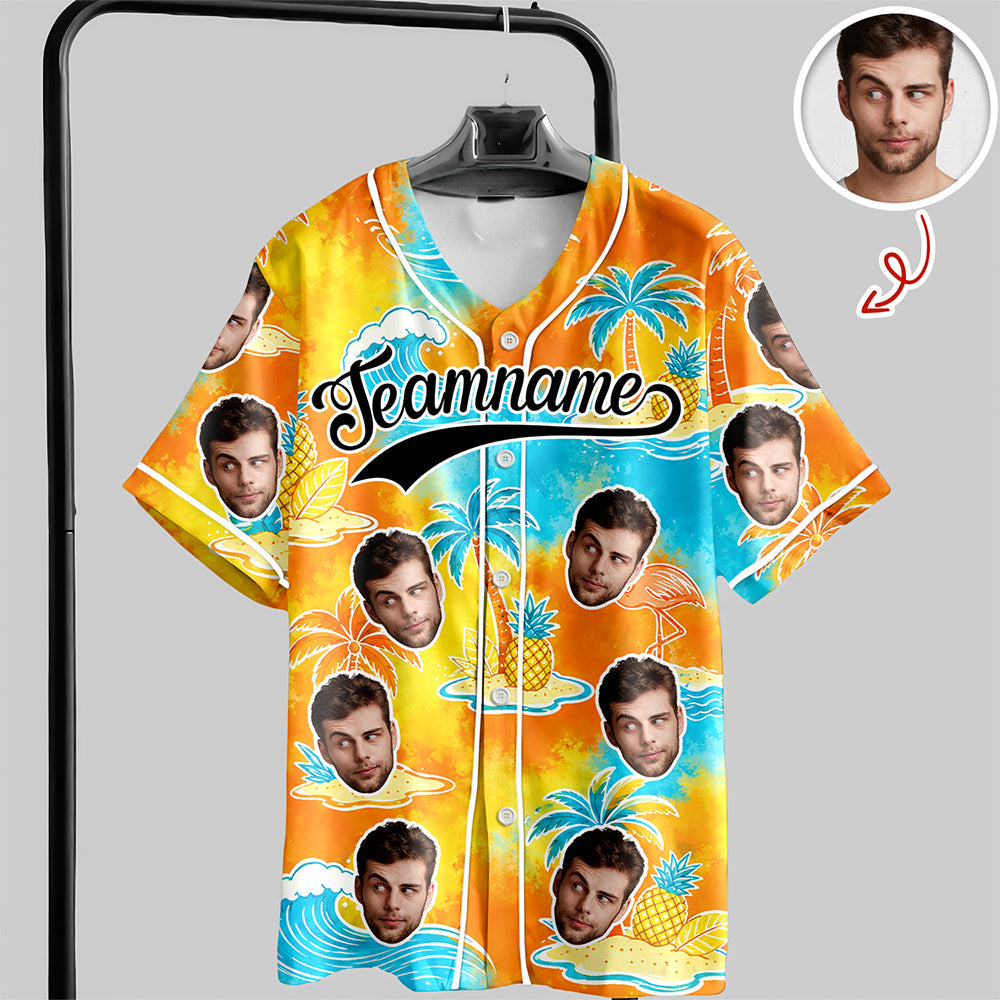 Personalized Tropical Floral Baseball Jersey Custom Photo Gift for Dad Jersey Baseball Shirt GradoCreations