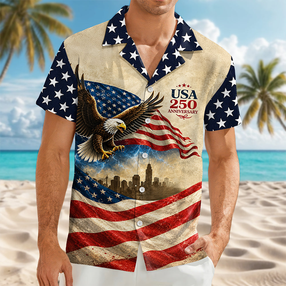 Personalized USA Patriotic Hawaii Shirt for 4th of July HN590 - AOP Hawai Shirt GradoCreations