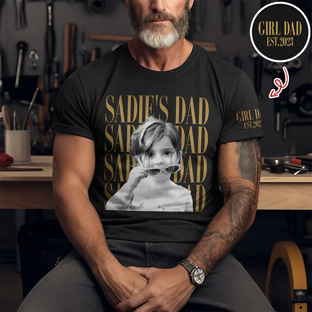 Personalized Photo Short Sleeve Shirt Custom Gift for Dad Short Sleeve Print Shirt GradoCreations