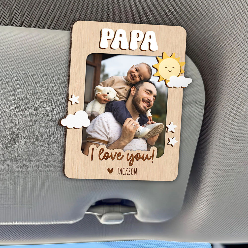 Personalized Photo Car Visor Clip Gift for Dad Father's Day HN590 - 2 Layered Car Visor Clip GradoCreations