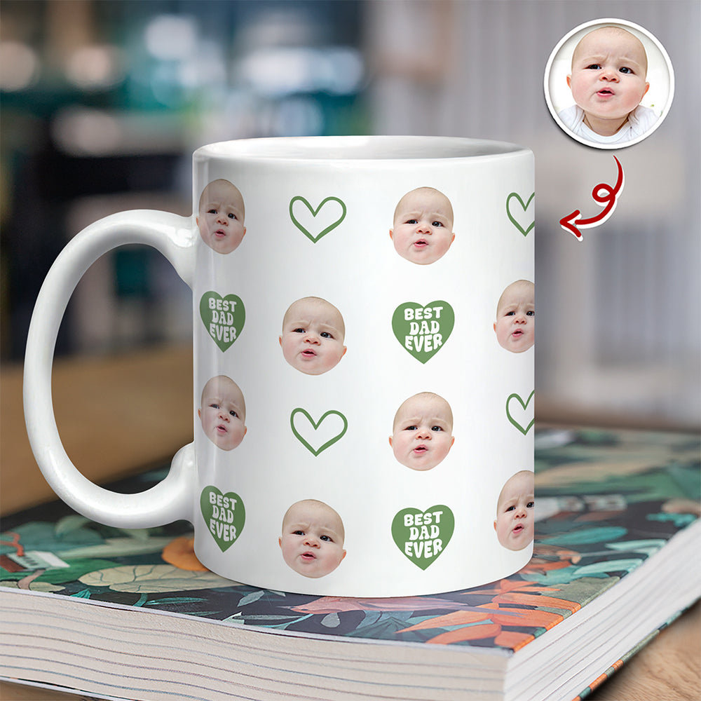 Personalized Photo Mug Gift for Dad Custom Face Father's Day HN590 - edge to edge mug GradoCreations