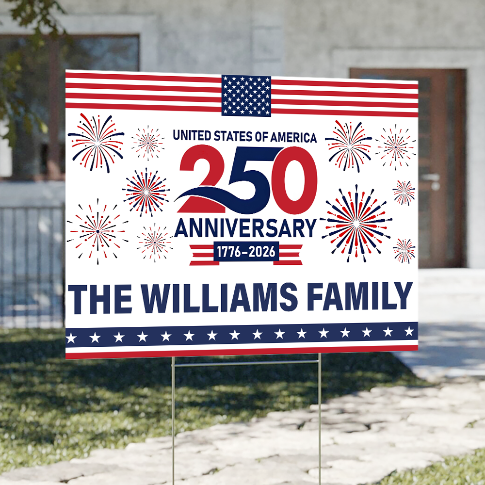 Personalized Family Name 250th Anniversary Yard Sign USA Gift HN590 - Yard Sign GradoCreations
