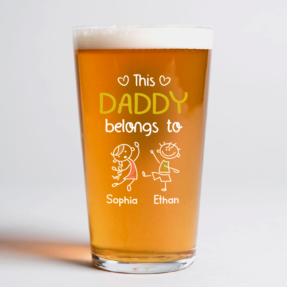 Personalized Beer Glass Custom Name Gift for Dad Father's Day HN590 - Print Beer Glass GradoCreations
