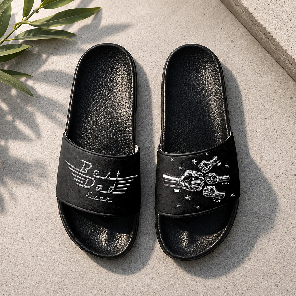 Personalized Slide Sandals Custom Name Gift for Dad HN590 - Slide Sandals GradoCreations