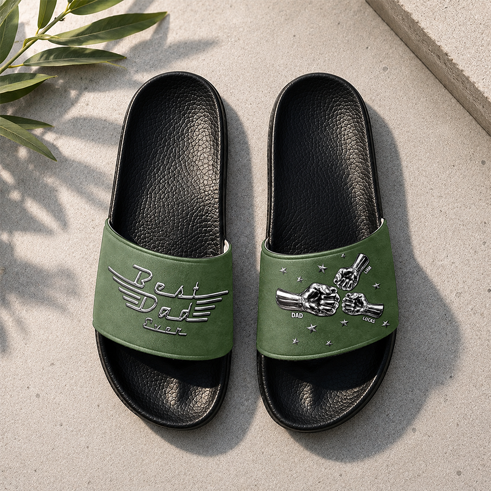 Personalized Slide Sandals Custom Name Gift for Dad HN590 - Slide Sandals GradoCreations