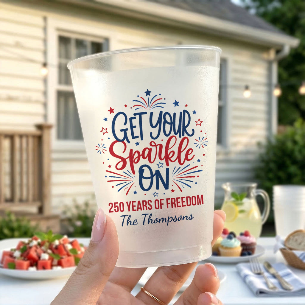 Personalized Frosted Cups 250 Years American Freedom Gift for Family