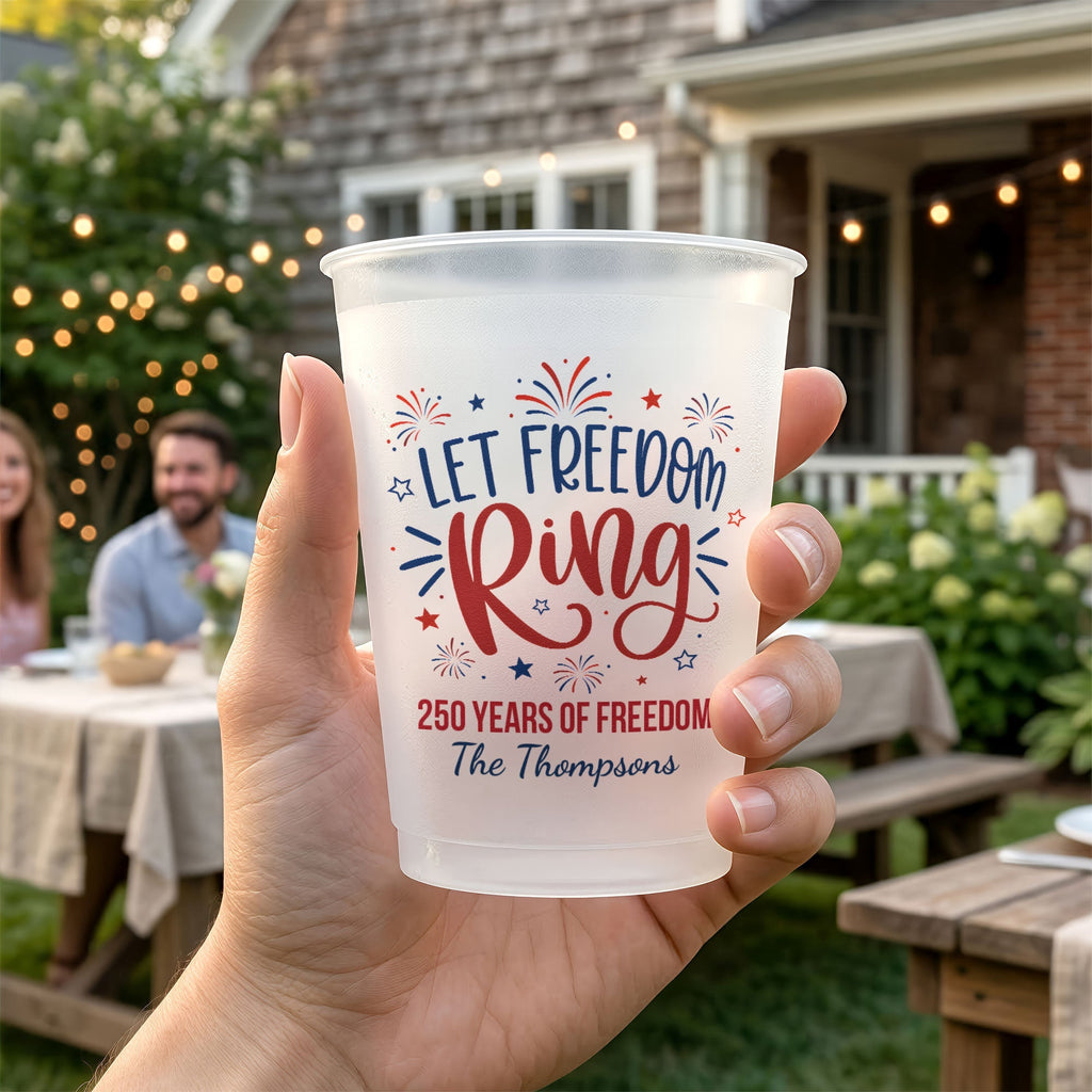 Personalized Frosted Cups 250 Years American Freedom Gift for Family