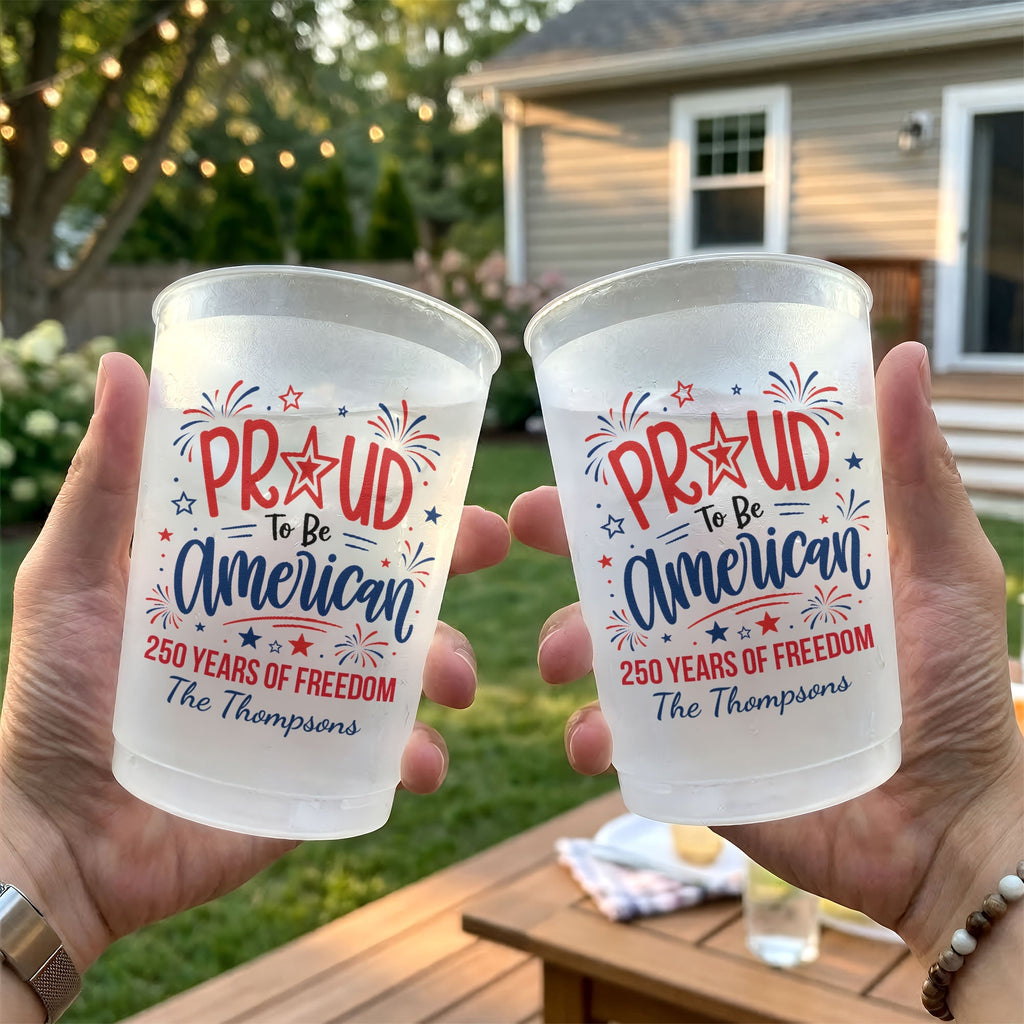 Personalized Frosted Cups 250 Years American Freedom Gift for Family