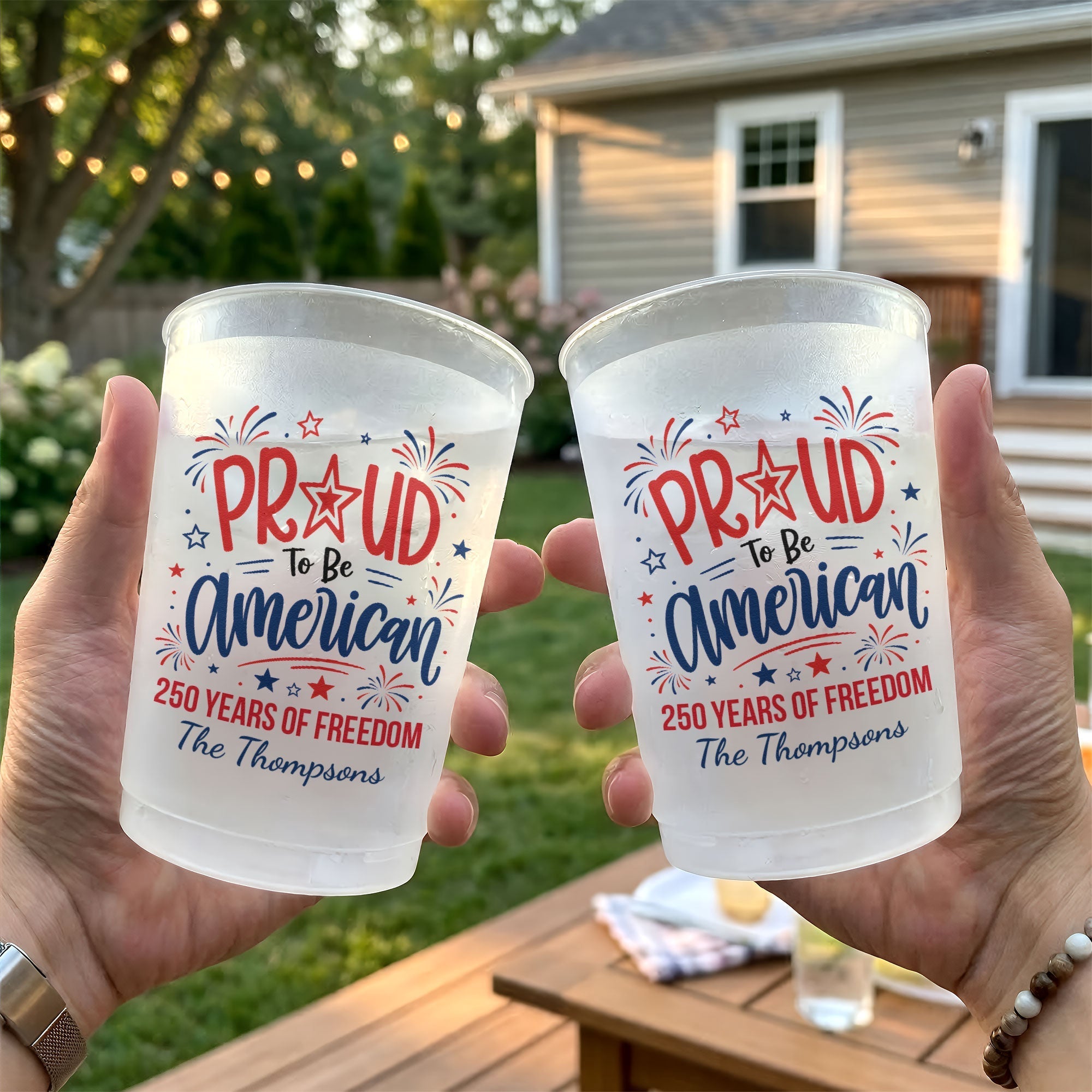 Personalized Frosted Cups 250 Years American Freedom Gift for Family