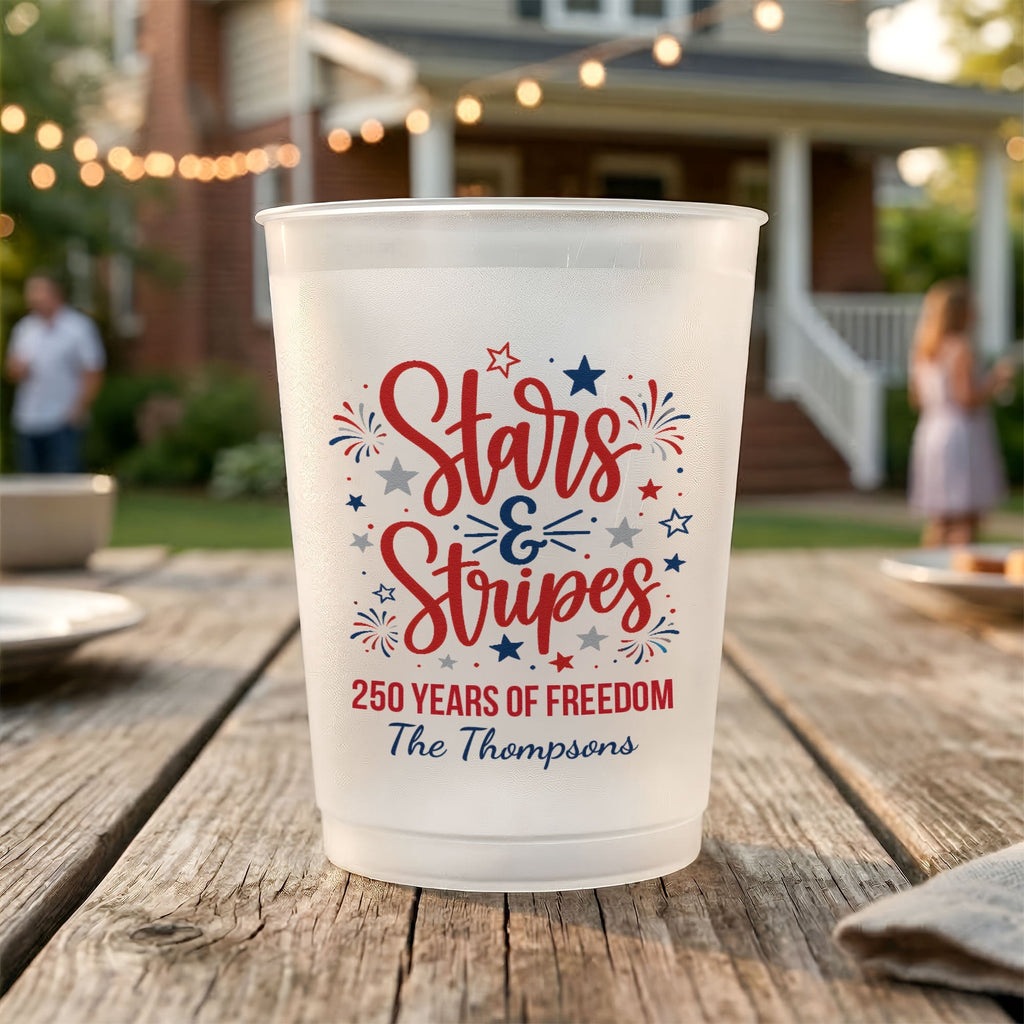 Personalized Frosted Cups 250 Years American Freedom Gift for Family