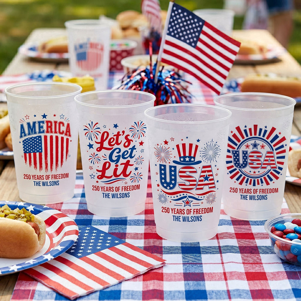 Personalized Frosted Cups for Patriotic Family | 250 Years of Freedom
