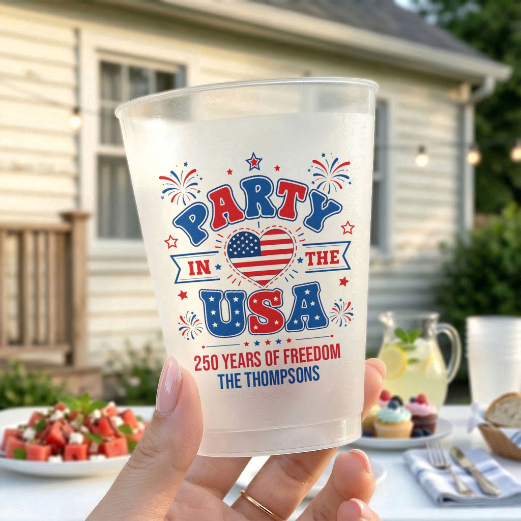 Personalized Frosted Cups for Patriotic Family | 250 Years of Freedom