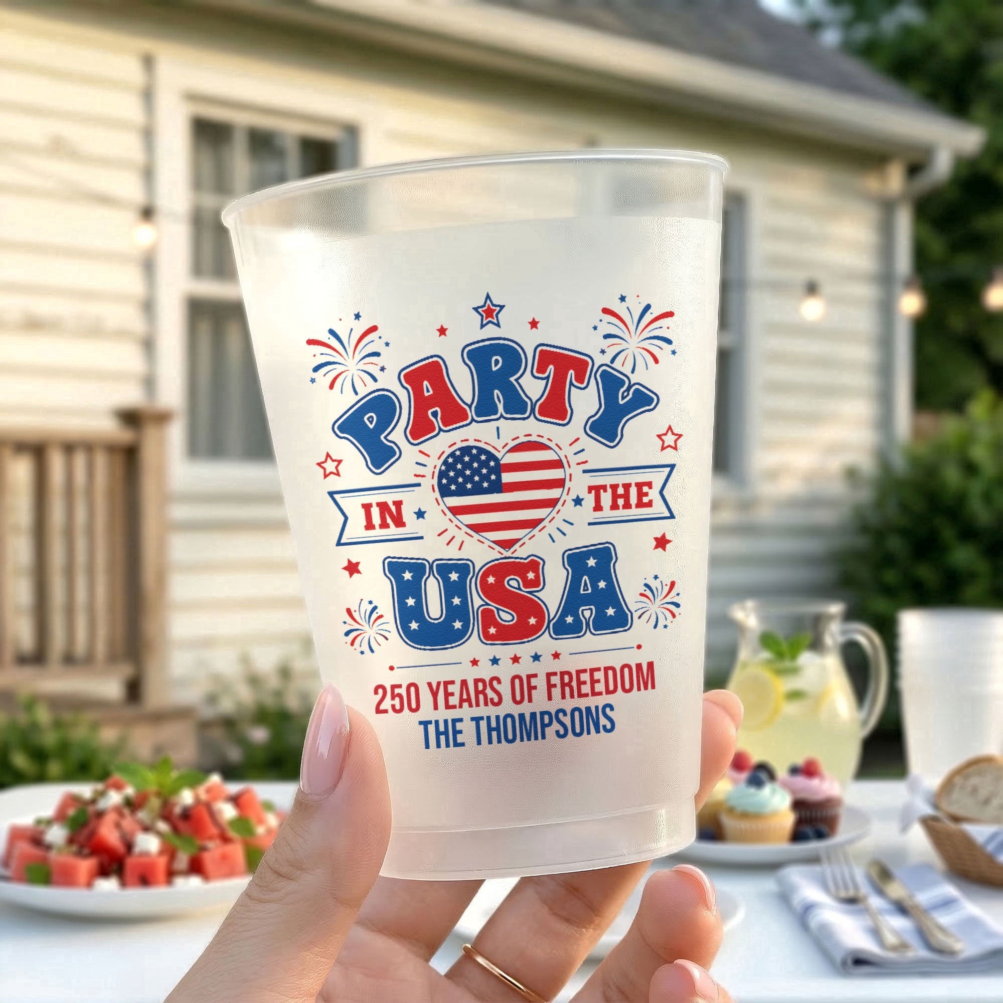 Personalized Frosted Cups for Patriotic Family | 250 Years of Freedom
