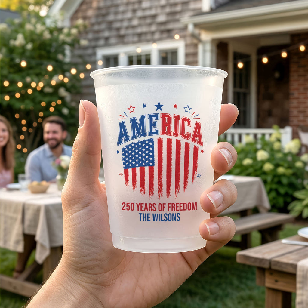 Personalized Frosted Cups for Patriotic Family | 250 Years of Freedom