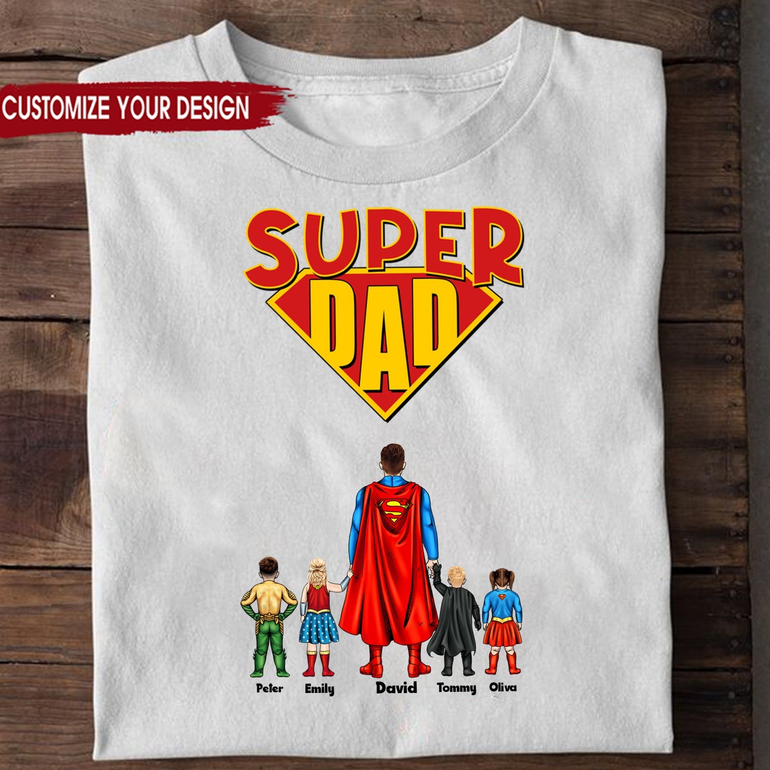Personalized Super Dad T-Shirt Custom Name Gift for Father's Day Cotton Apparel GradoCreations
