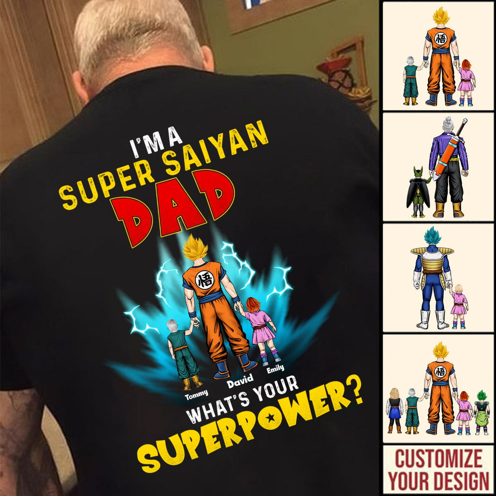 Personalized Super Saiyan Dad T-Shirt Custom Name Gift for Father's Day Cotton Apparel GradoCreations