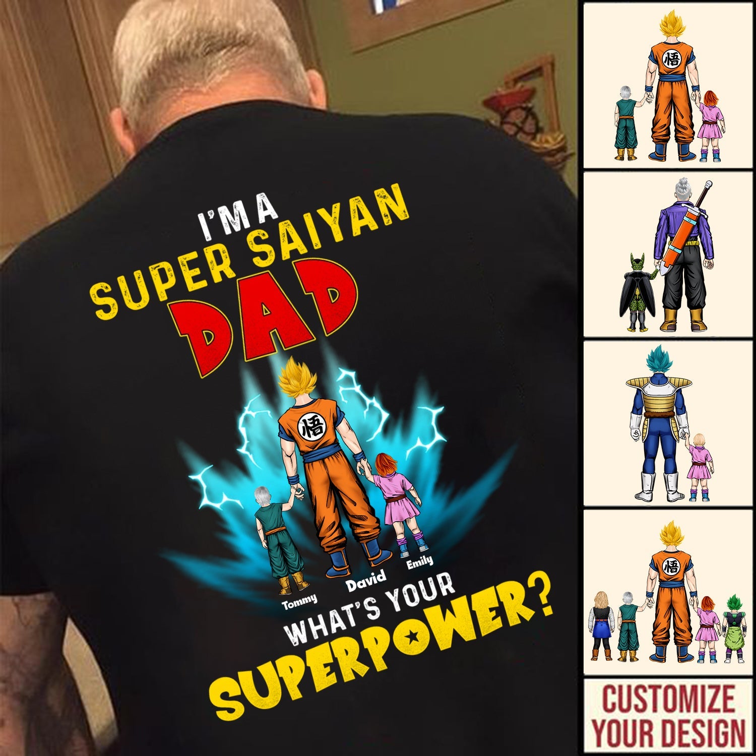 Personalized Super Saiyan Dad T-Shirt Custom Name Gift for Father's Day Cotton Apparel GradoCreations