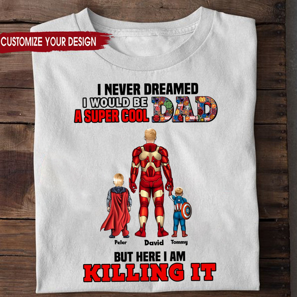 Personalized Super Cool Dad T-Shirt Custom Name Gift for Father's Day Cotton Apparel GradoCreations