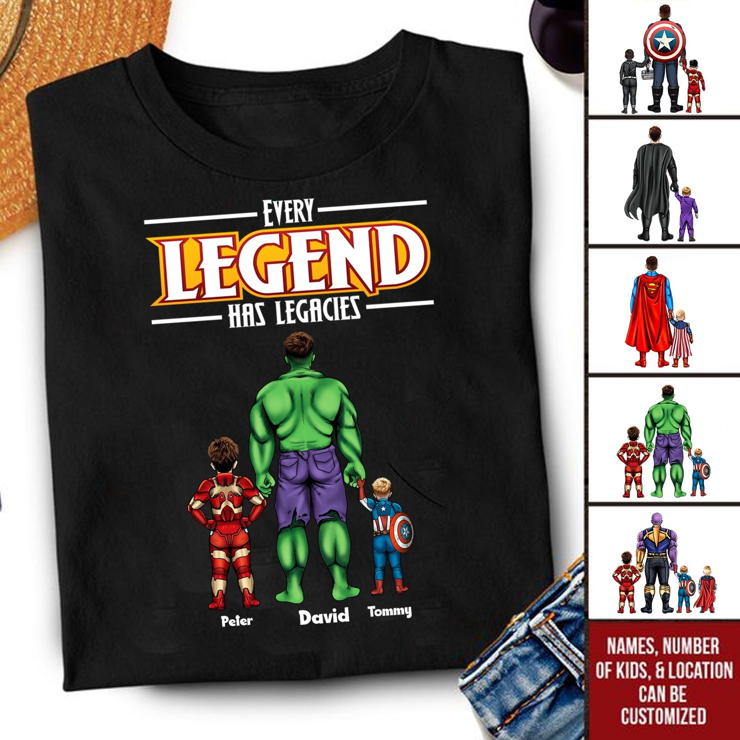 Personalized Legend Has Legacies T-Shirt Gift for Dad, Husband, Father's Day Cotton Apparel GradoCreations