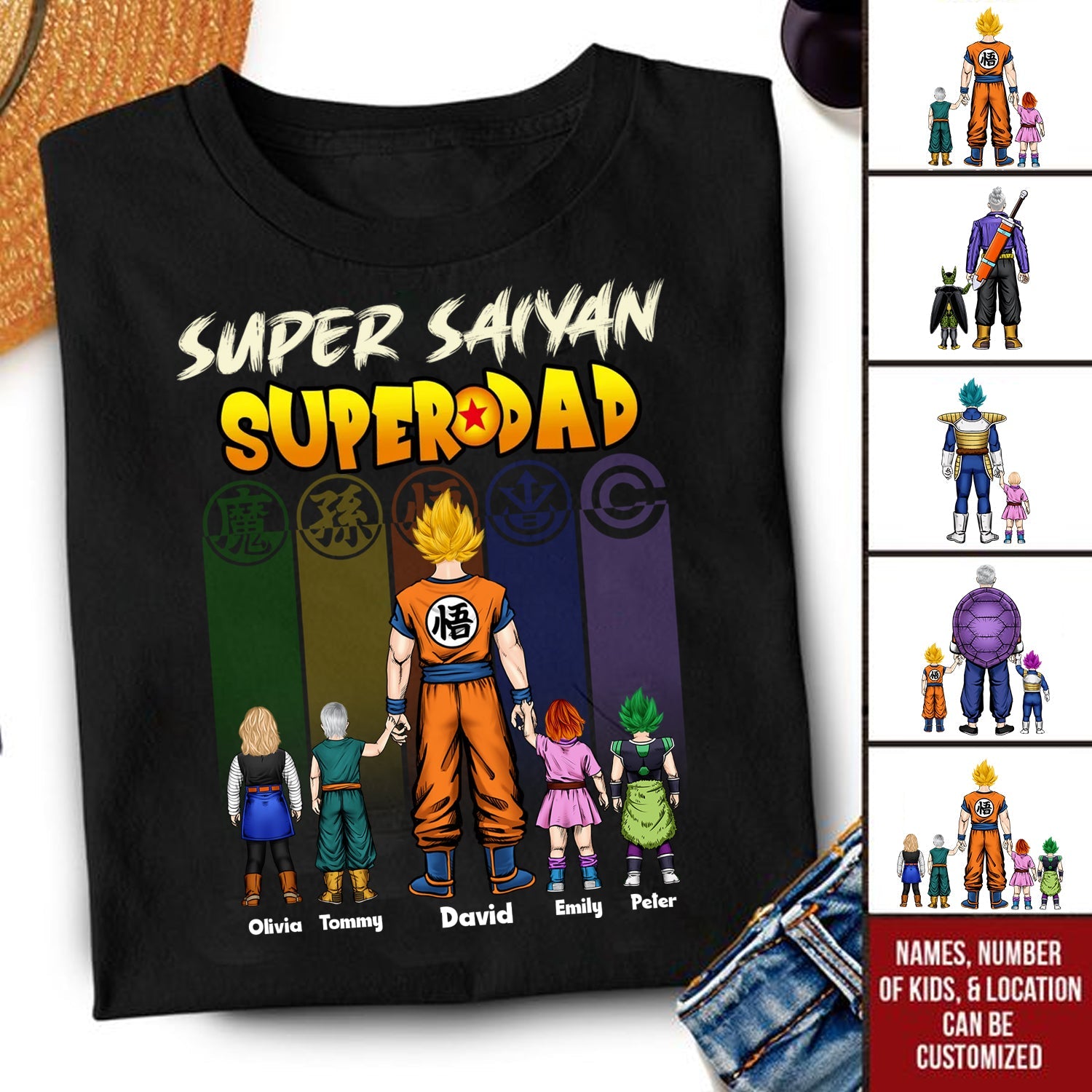 Personalized Super Saiyan Dad T-Shirt Gift for Father's Day Cotton Apparel GradoCreations