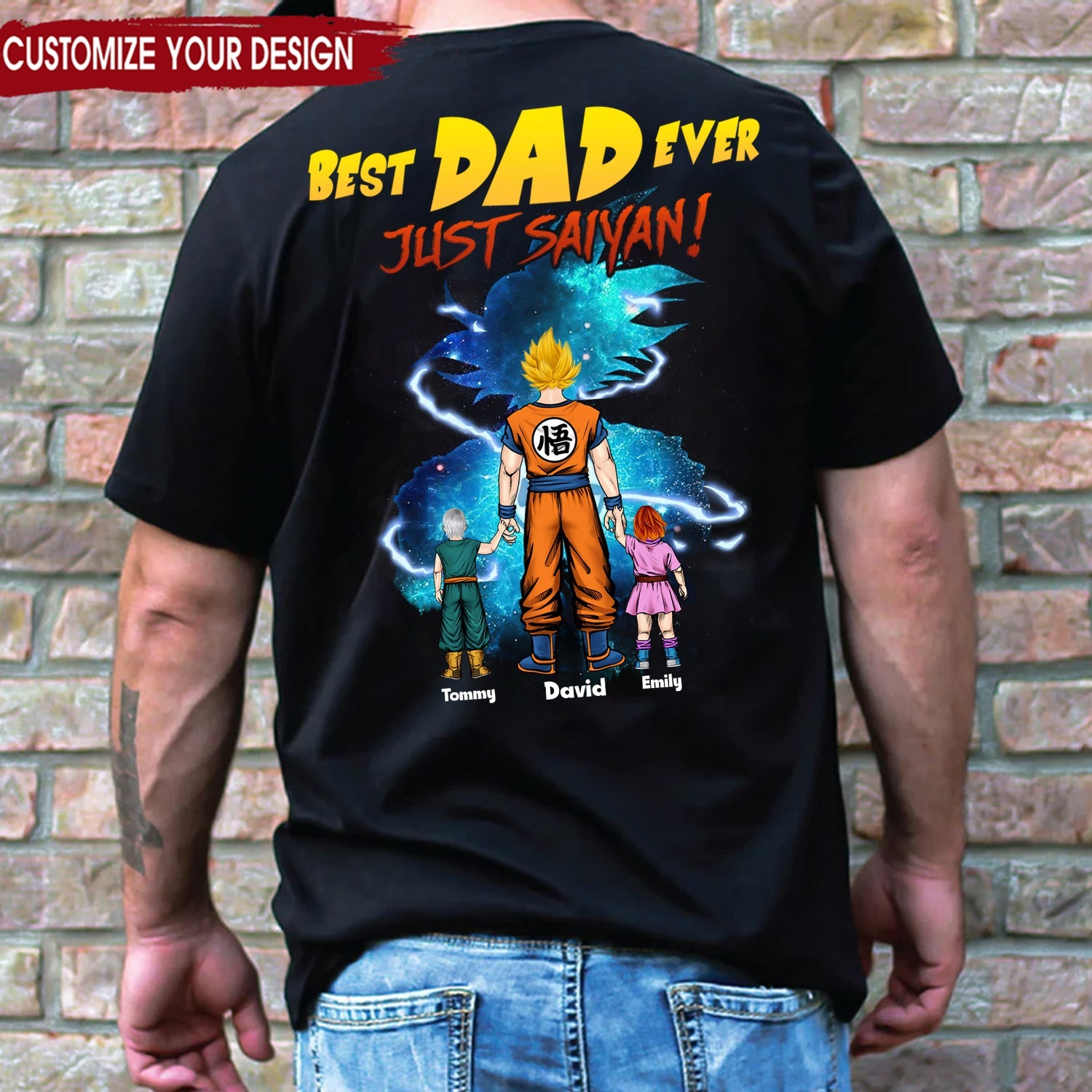 Personalized Just Saiyan Dad T-Shirt Custom Name Gift for Father's Day Cotton Apparel GradoCreations