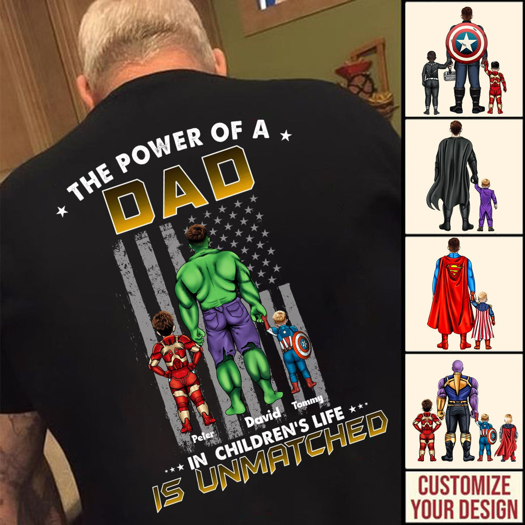 Personalized Superhero Dad T-Shirt Gift for Father's Day Cotton Apparel GradoCreations