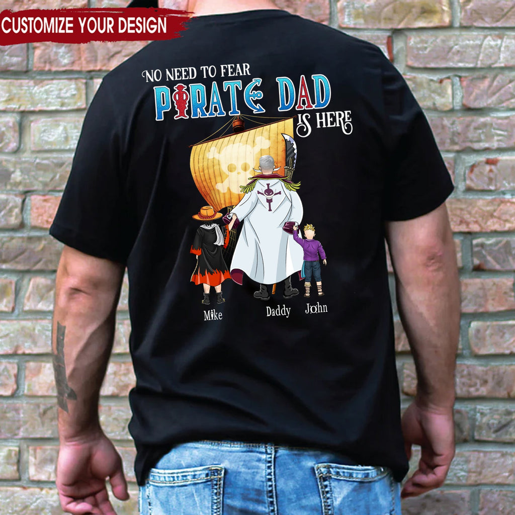 Personalized Pirate Dad T-Shirt Custom Name Gift for Father's Day Cotton Apparel GradoCreations