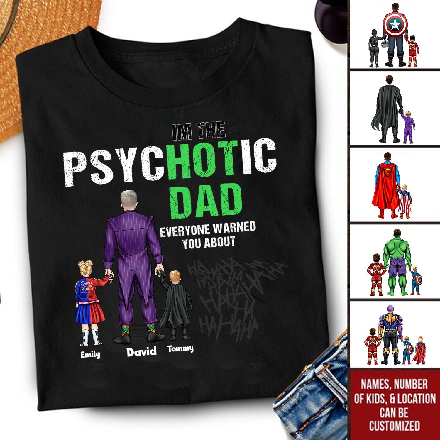Personalized Funny Psychotic Dad T-Shirt Gift for Father's Day Cotton Apparel GradoCreations