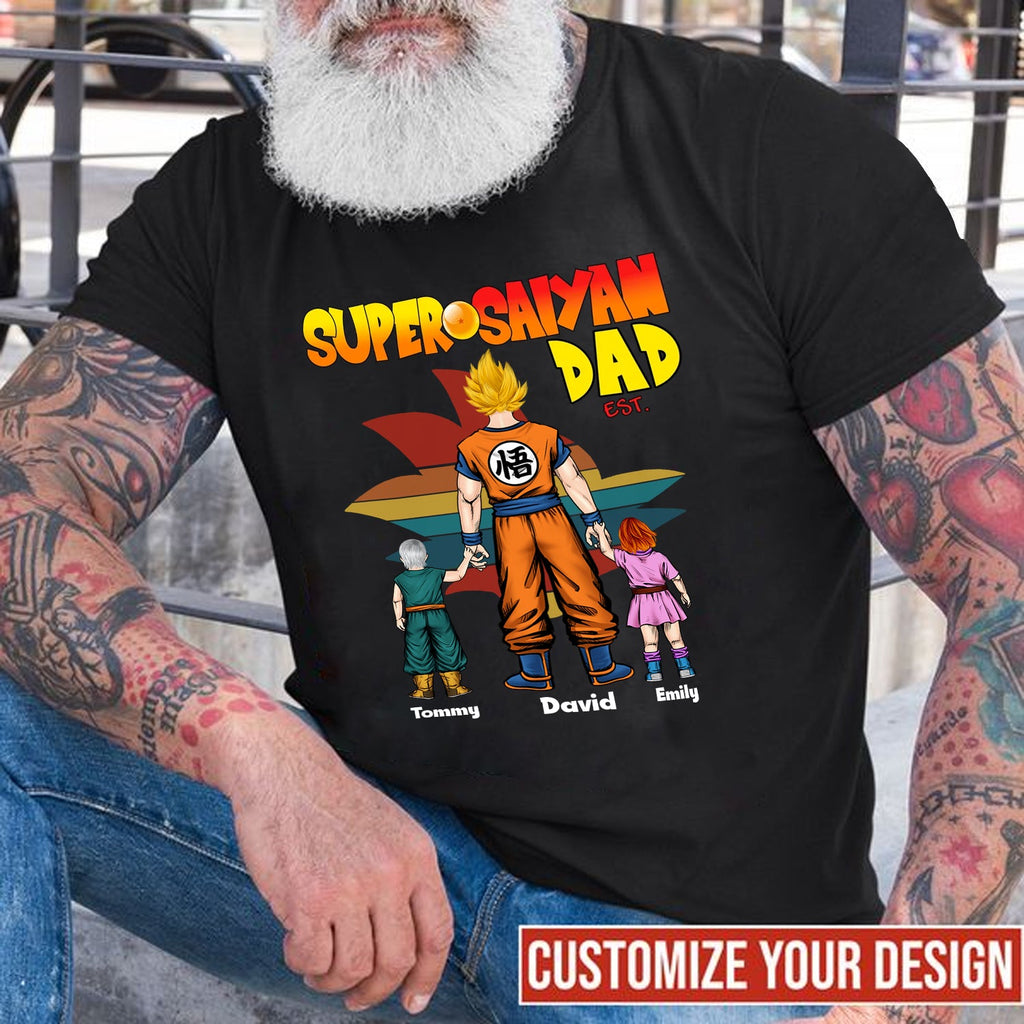 Personalized Superhero Dad T-Shirt Custom Name Gift for Father's Day Cotton Apparel GradoCreations