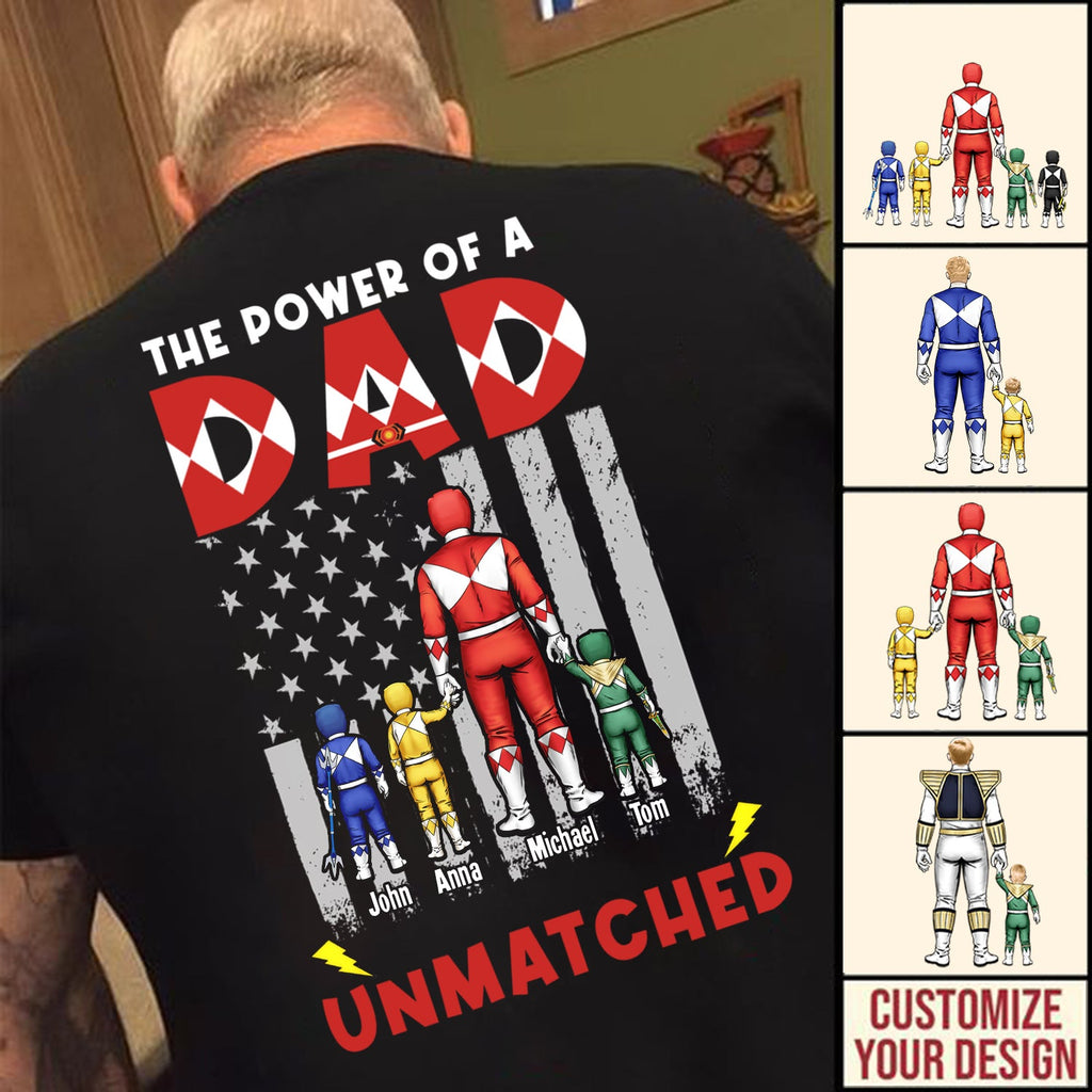 Personalized Dad T-Shirt with Power Rangers Design for Father's Day
