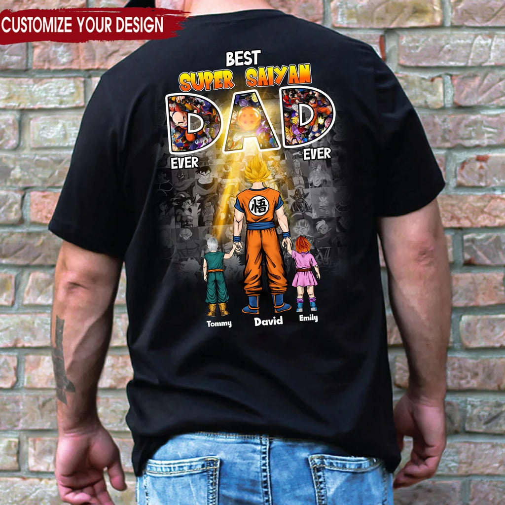 Personalized Super Saiyan Dad T-Shirt Custom Name Gift for Father's Day Cotton Apparel GradoCreations