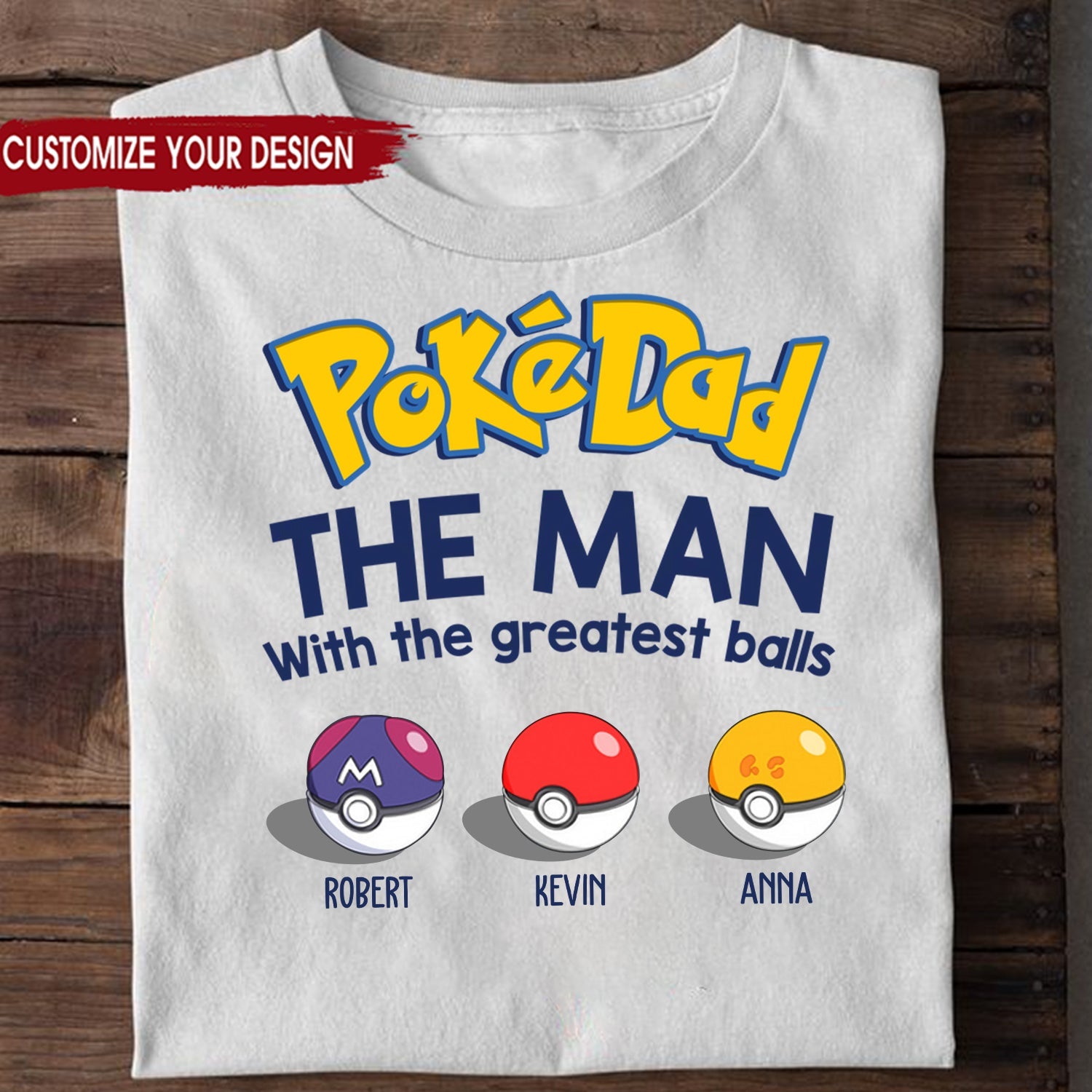 Personalized PokeDad T-Shirt Funny Gift for Dad Father's Day Cotton Apparel GradoCreations