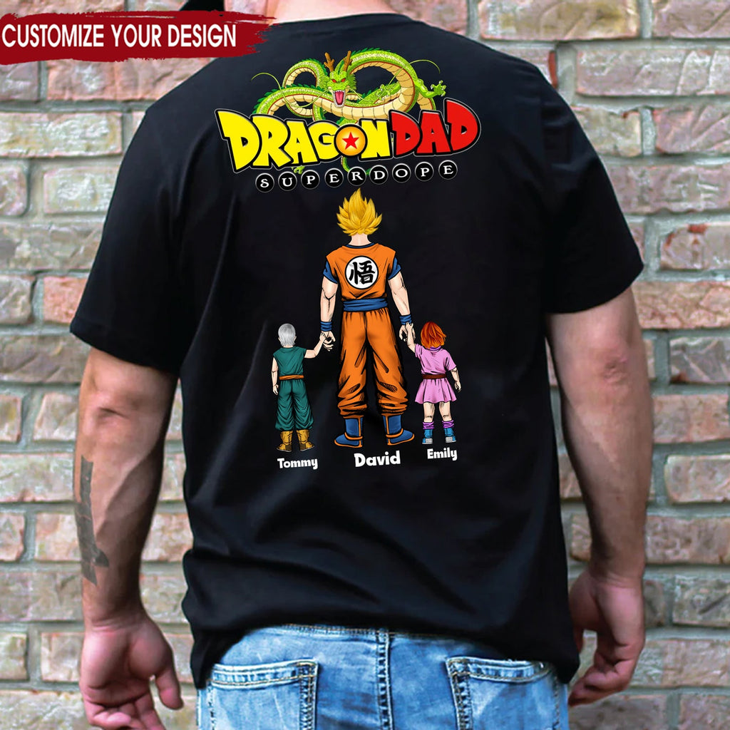 Personalized Dragon Dad Superdope T-Shirt Gift for Father's Day Cotton Apparel GradoCreations