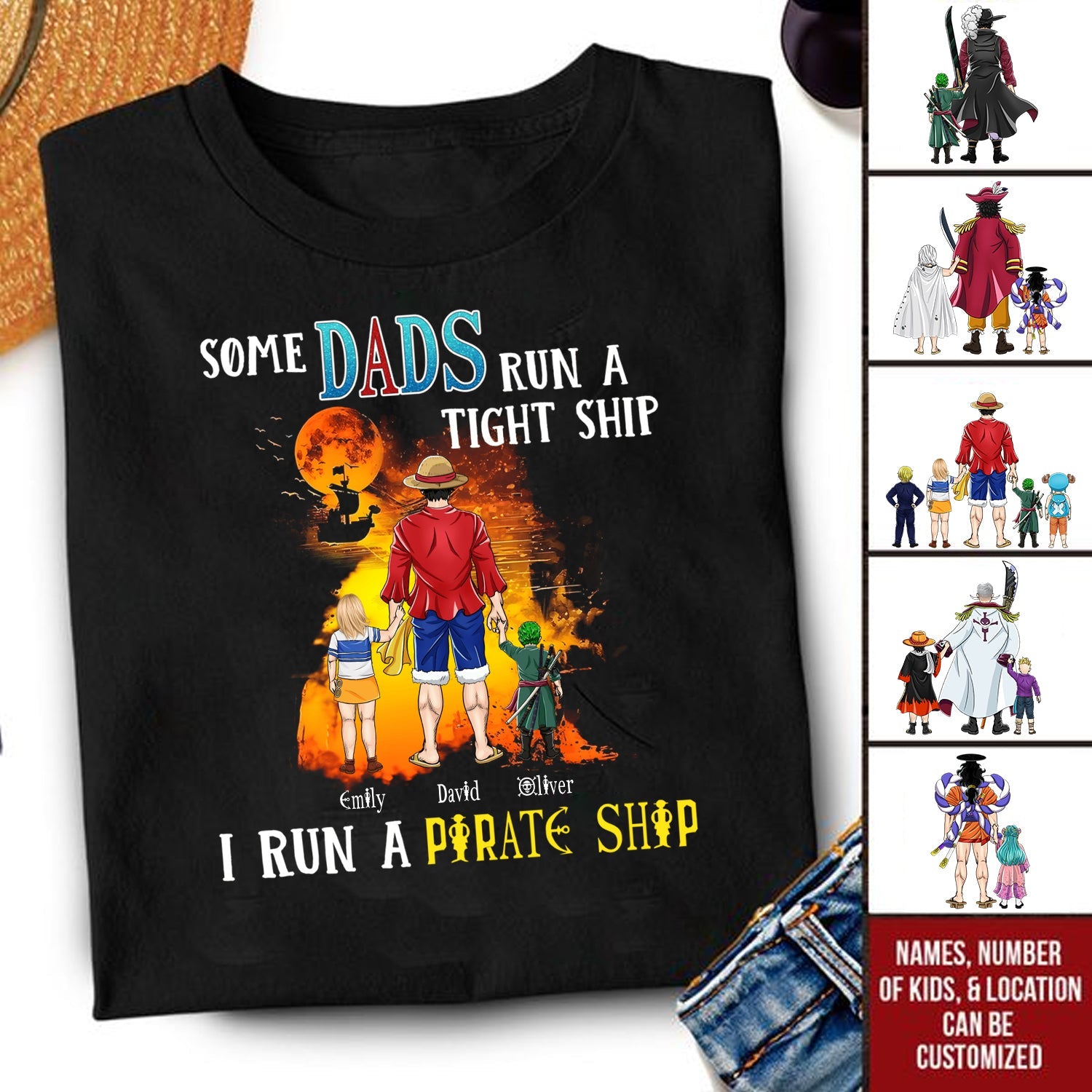 Personalized Pirate T-Shirt Gift for Dad Custom Name Father's Day Cotton Apparel GradoCreations