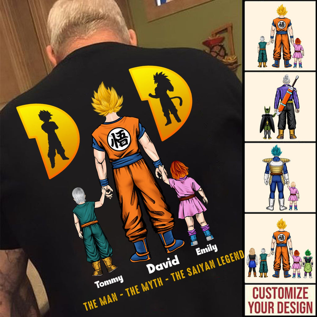 Personalized Cartoon Dad T-Shirt Gift for Father's Day - Cotton Apparel Cotton Apparel GradoCreations