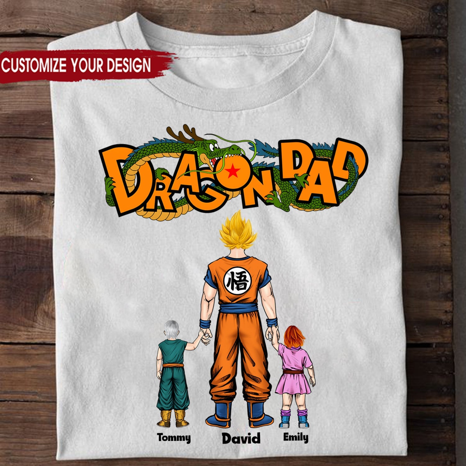 Funny Personalized Dragon Dad T-Shirt Gift for Father's Day Cotton Apparel GradoCreations