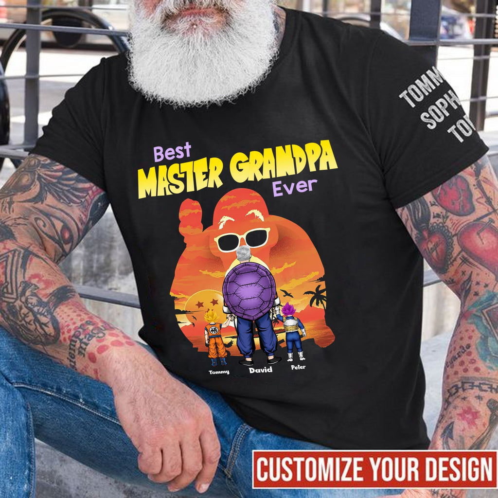 Personalized Best Master Grandpa Ever T-Shirt Gift for Dad Cotton Apparel GradoCreations