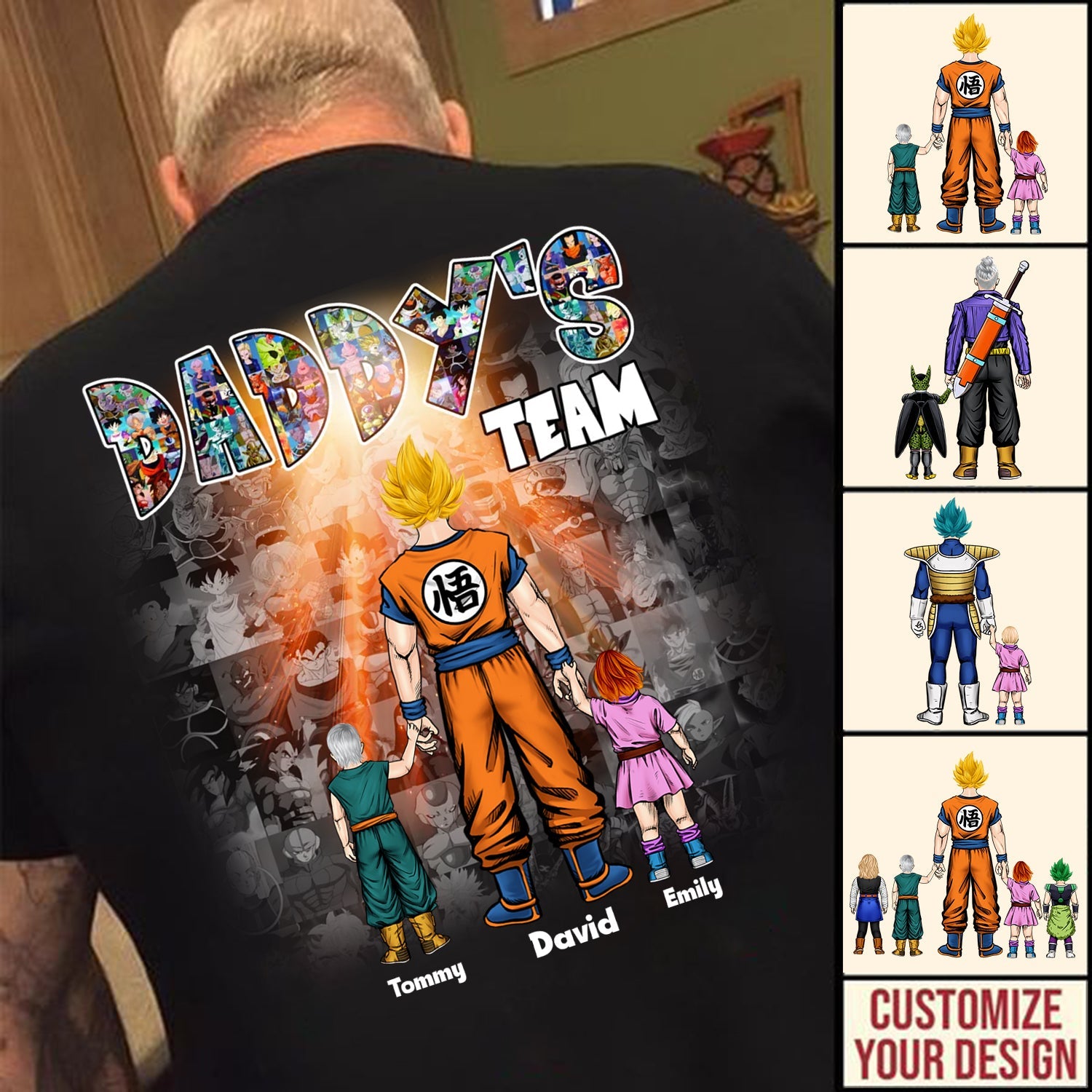 Personalized Daddy's Team T-Shirt Gift for Father's Day Cotton Apparel GradoCreations