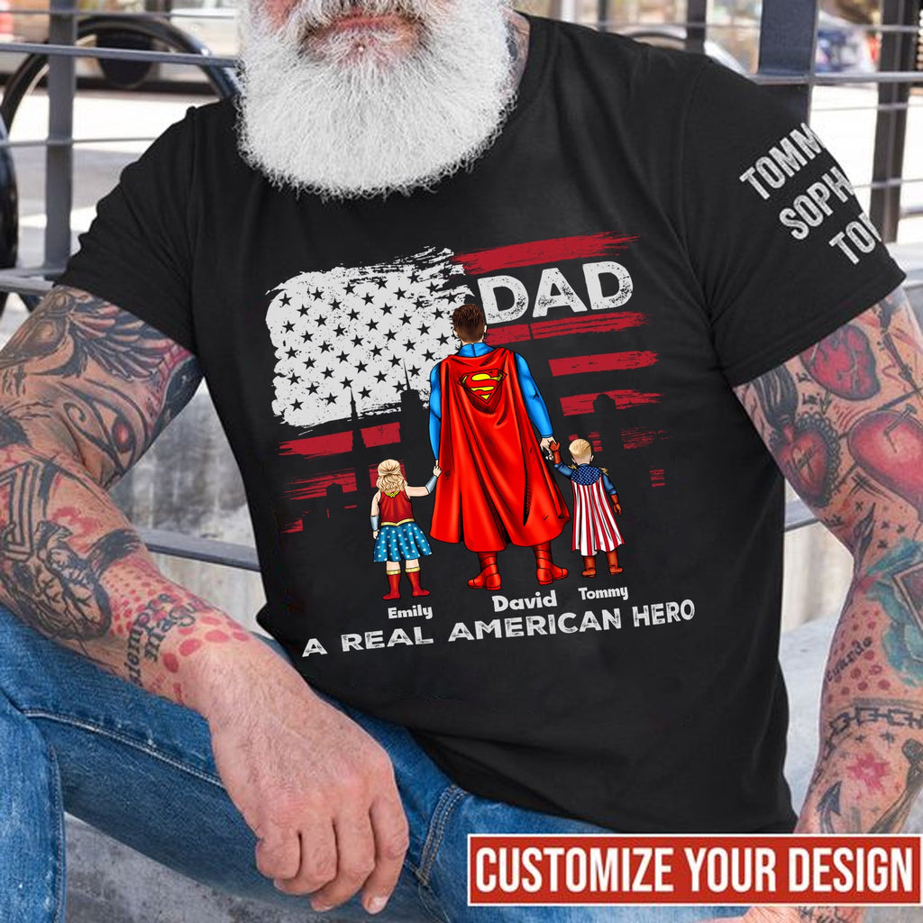 Personalized Super Dad T-Shirt Gift for Father's Day Cotton Apparel Cotton Apparel GradoCreations