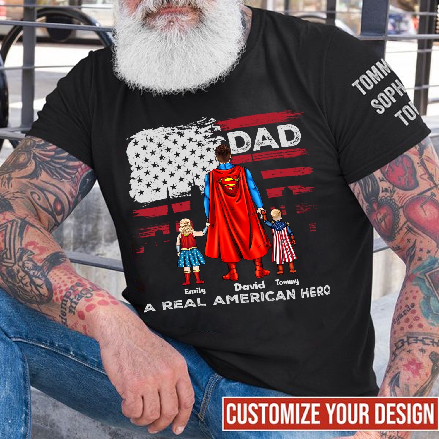 Personalized Super Dad T-Shirt Gift for Father's Day Cotton Apparel Cotton Apparel GradoCreations