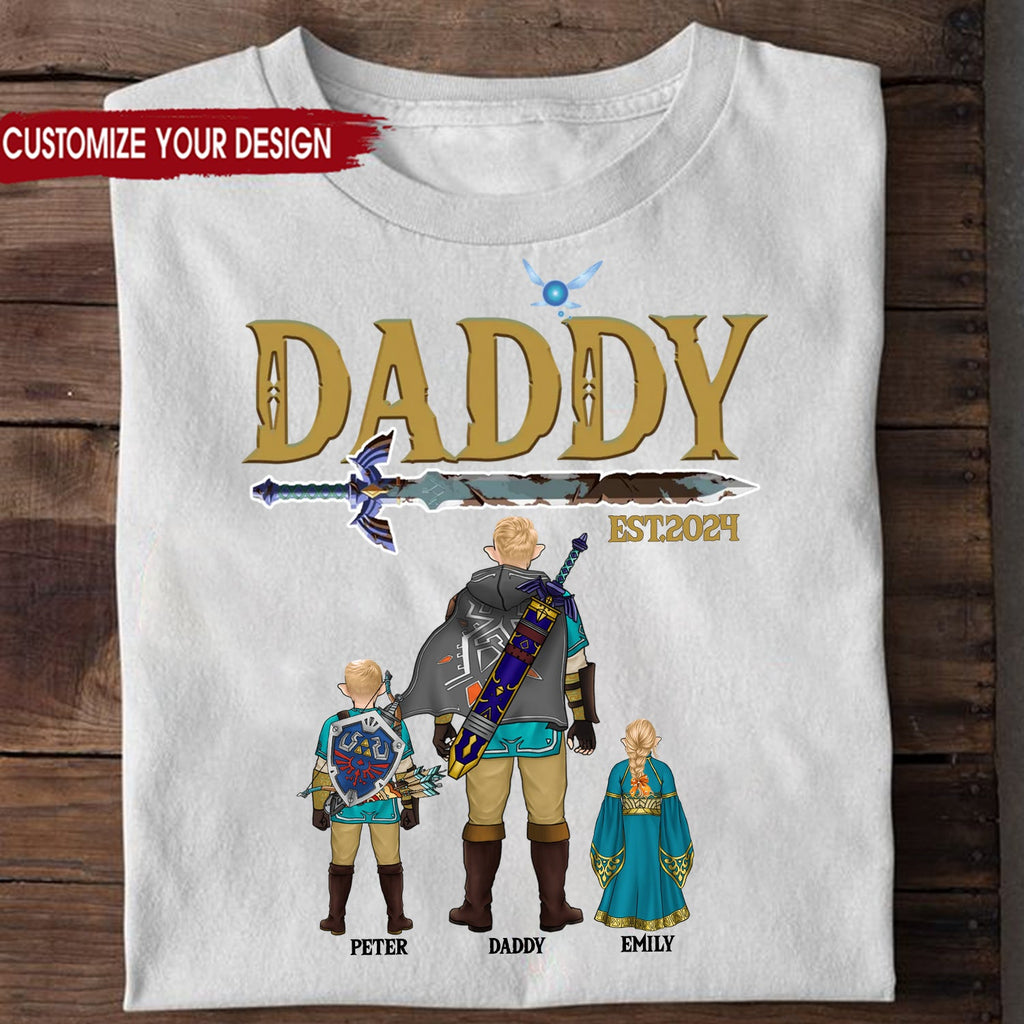 Personalized Zelda Daddy T-Shirt Custom Family Gift for Dad Cotton Apparel GradoCreations