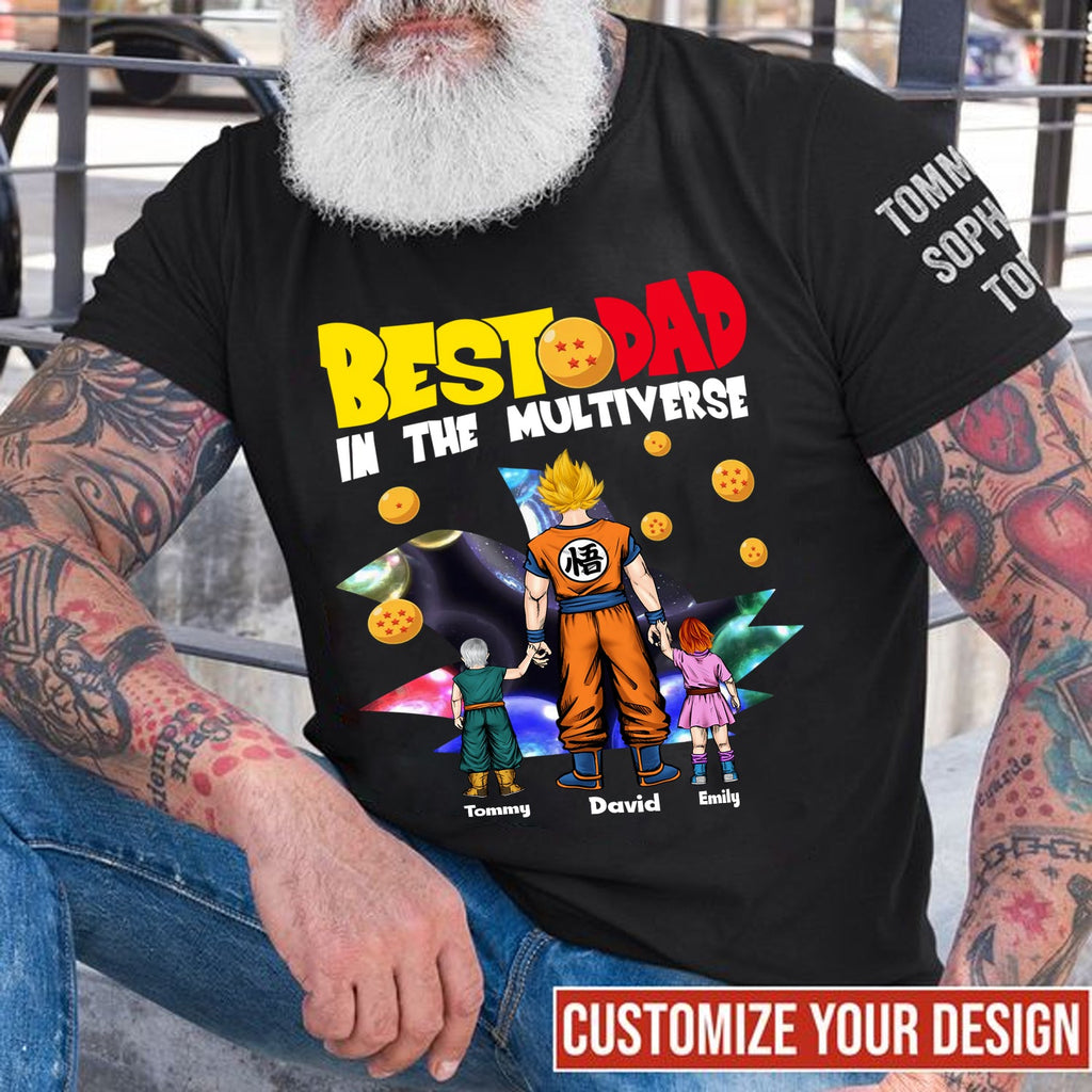 Personalized Best Dad In The Multiverse T-Shirt Gift for Father's Day Cotton Apparel GradoCreations