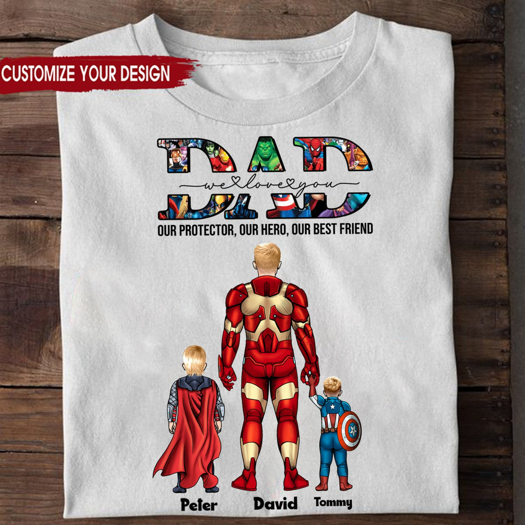 Personalized Superhero Dad T-Shirt Custom Design Gift for Father's Day Cotton Apparel GradoCreations