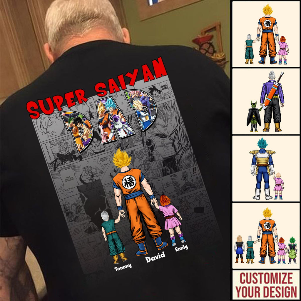 Personalized Super Saiyan Dad T-Shirt Gift for Father's Day Cotton Apparel GradoCreations